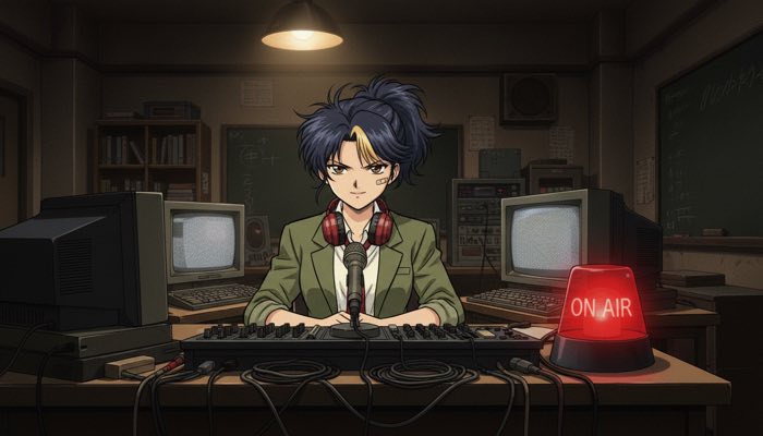Rin at the CH.99 broadcast desk